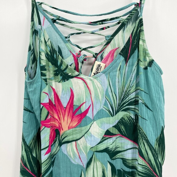 SHOW ME YOUR MUMU Carousel Lace Up Mini Dress Green Floral Kauai Print Size L - Picture 4 of 8